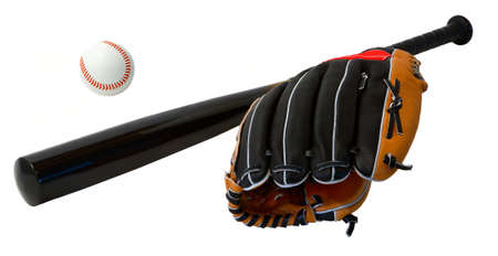 Baseball Bat, Ball and Glove Arrangementの写真素材