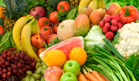 This is a close-up of vegetables and fruits.の写真素材