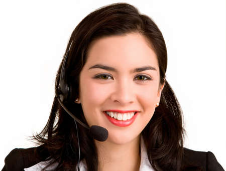 Beautiful Smiling Woman Wearing Headsetの写真素材