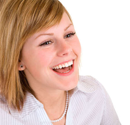 Beautiful Blonde Girl Laughingの写真素材