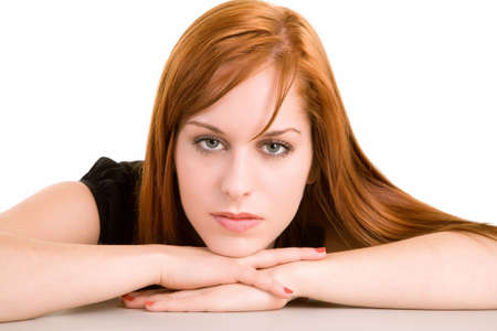 Portrait of a Beautiful Redhead Girlの写真素材