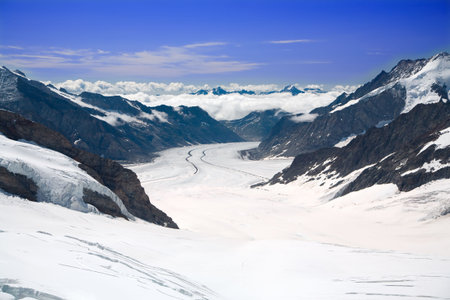 Aletsch Glacier in the Alps Switzerlandの写真素材