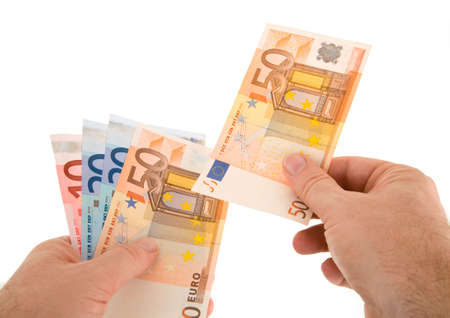 Paying Cash with Euro Currencyの写真素材