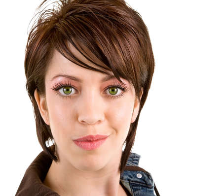 Beautiful Brunette Lady Looking at the Cameraの写真素材