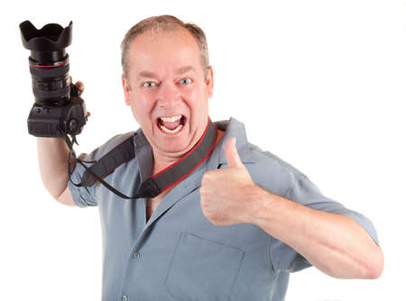 Male Photographer had a Successful Photo Shootの写真素材