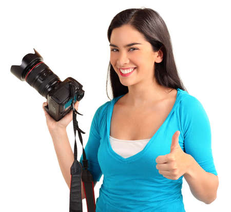 Young Lady Photographer had a Successful Photo Shoot の写真素材