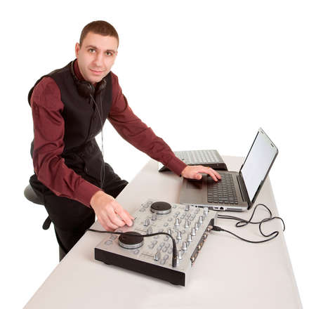 Disc-Jockey Looking at the Cameraの写真素材