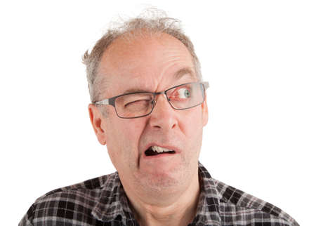 The face of a man in disbelief looking at something highly unusualの写真素材