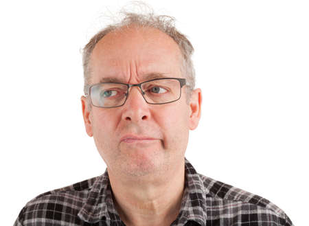 Man has serious doubt about somethingの写真素材