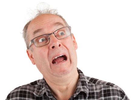 Man is spooked about sometingの写真素材