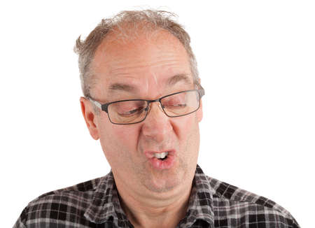 Man fussy about somethingの写真素材
