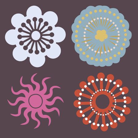 flower elements and mandalas with esoteric sense for yoga practice and design for health and wellbeingのイラスト素材