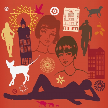 young woman wish list illustration with many vector detailsのイラスト素材