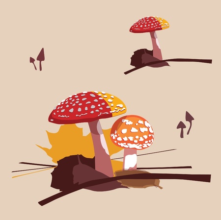 vector collection of fly agarics not edible fungiのイラスト素材