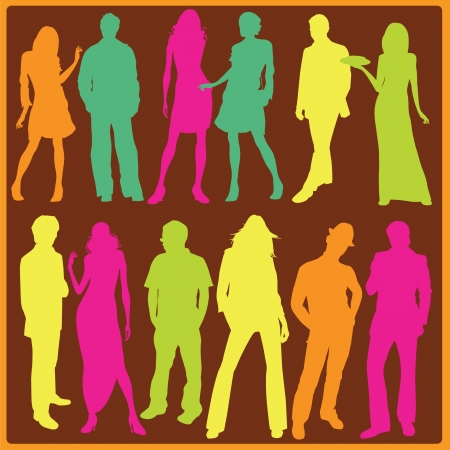 fashionable young people silhouettesのイラスト素材