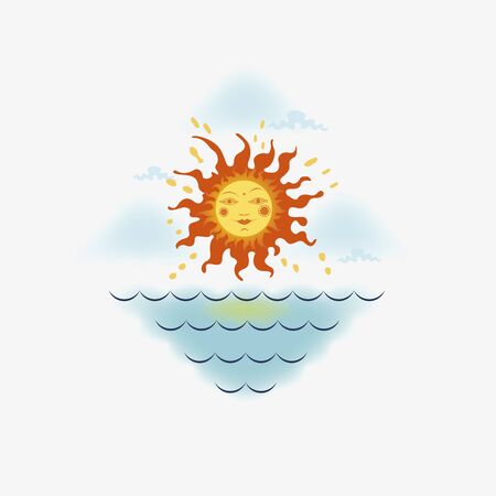 bright sun and seaのイラスト素材