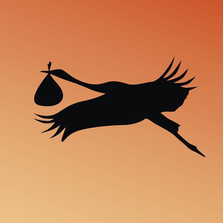 crane with newborn in bagのイラスト素材