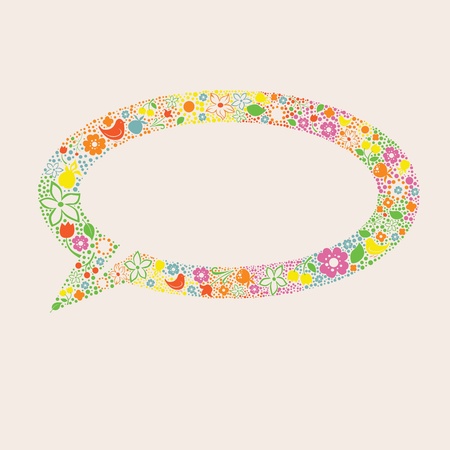 floral ornamental  speech balloon illustrationのイラスト素材