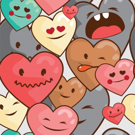 kawaii hearts seamless  patternのイラスト素材