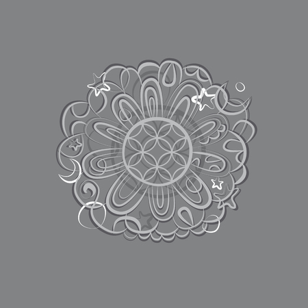 Fantasy mandala silver ornamentのイラスト素材