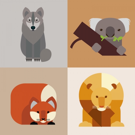 Vector illustration with wild animals setのイラスト素材