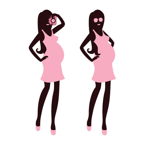 Fashionable and pregnant womanのイラスト素材