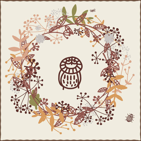 Autumn design with owlのイラスト素材