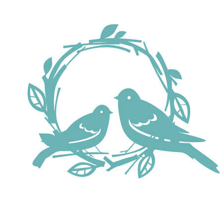 Design with blue birdsのイラスト素材