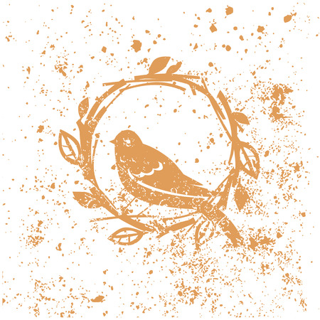 Design with nest and birdのイラスト素材