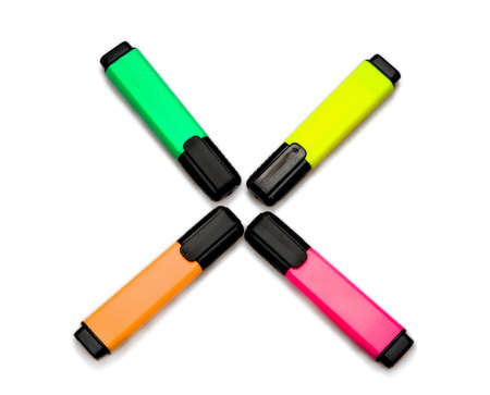 Some colourful office marker on white backgroundの写真素材