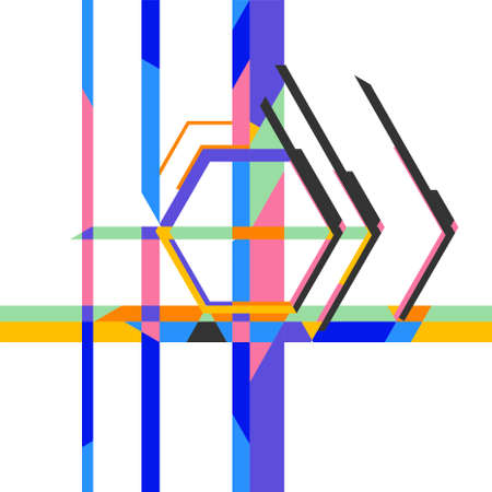 Abstract linear pattern from colored shapes with striking form and sharp anglesのイラスト素材