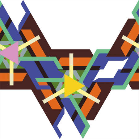 Graphic linear pattern organized in editable grid that consists of many modular shapes connected into continuous horizontal linesのイラスト素材