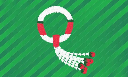 White and Red Jasmine fresh flower garland in green background.のイラスト素材