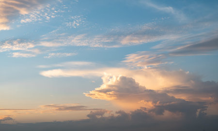 Dramatic of sunset and dark clouds, Colorful of sunrise