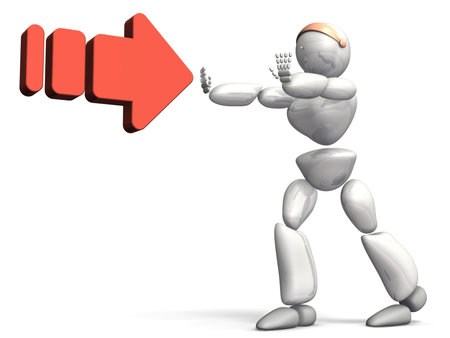HUMANOID ROBOT represents the Rejection  This is a computer generated image,on white background  