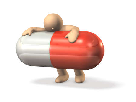 A tired man leans on drugs  This is a computer generated image,on white background  の写真素材