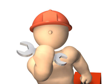 A dependable engineers is looking at you  This is a computer generated image,on white background  の写真素材