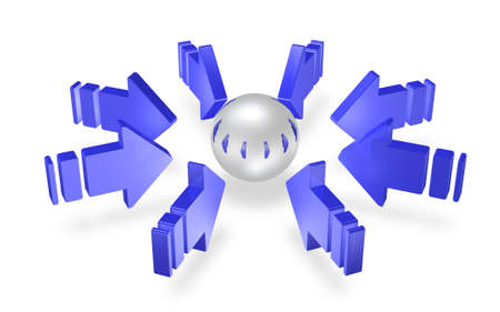 Blue arrows is  representation of the ability to concentrate の写真素材