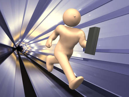 A businessman is running along the progress of the project  の写真素材