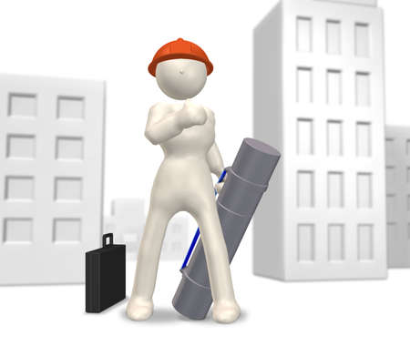 Competent woman architect, has a guts pose の写真素材