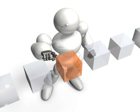 The humanoid robot is choosing correct answer の写真素材