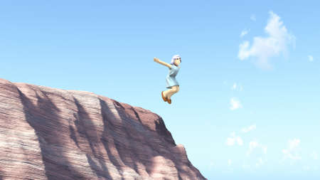 The wanton girl is jumped from a cliff の写真素材