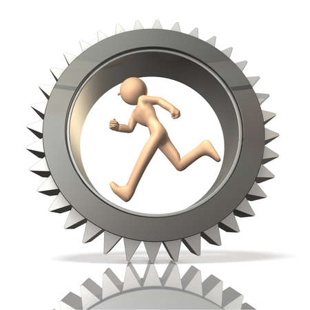 Workers continue to run in gearの写真素材