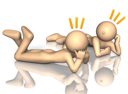 The two hit it off and have fun chatting.の写真素材