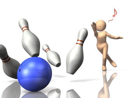 I am glad to make a strike in bowling.の写真素材