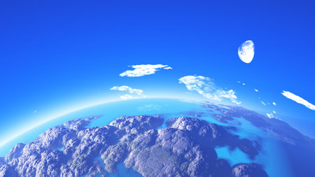 Curved horizon far away 
