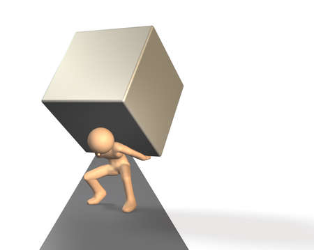 He advances, enduring pressure  This is a computer generated image,on white background の写真素材