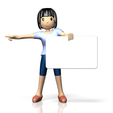 Woman showing direction This is a computer generated image,on white background の写真素材