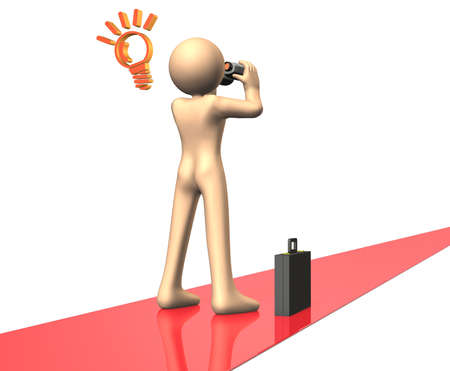 Businessman with binoculars isolated image の写真素材