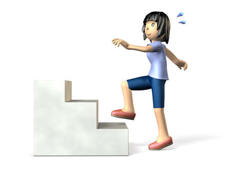 Women who exercise on the stairs.isolated. Computer generated image.の写真素材